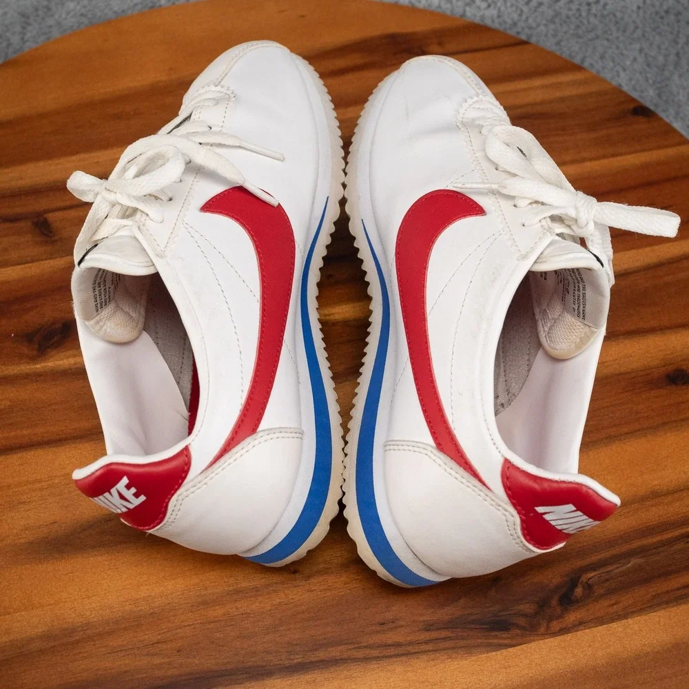 Nike Classic Cortez Forrest Gump Sneakers Women Size 8 White Leather 807471-103